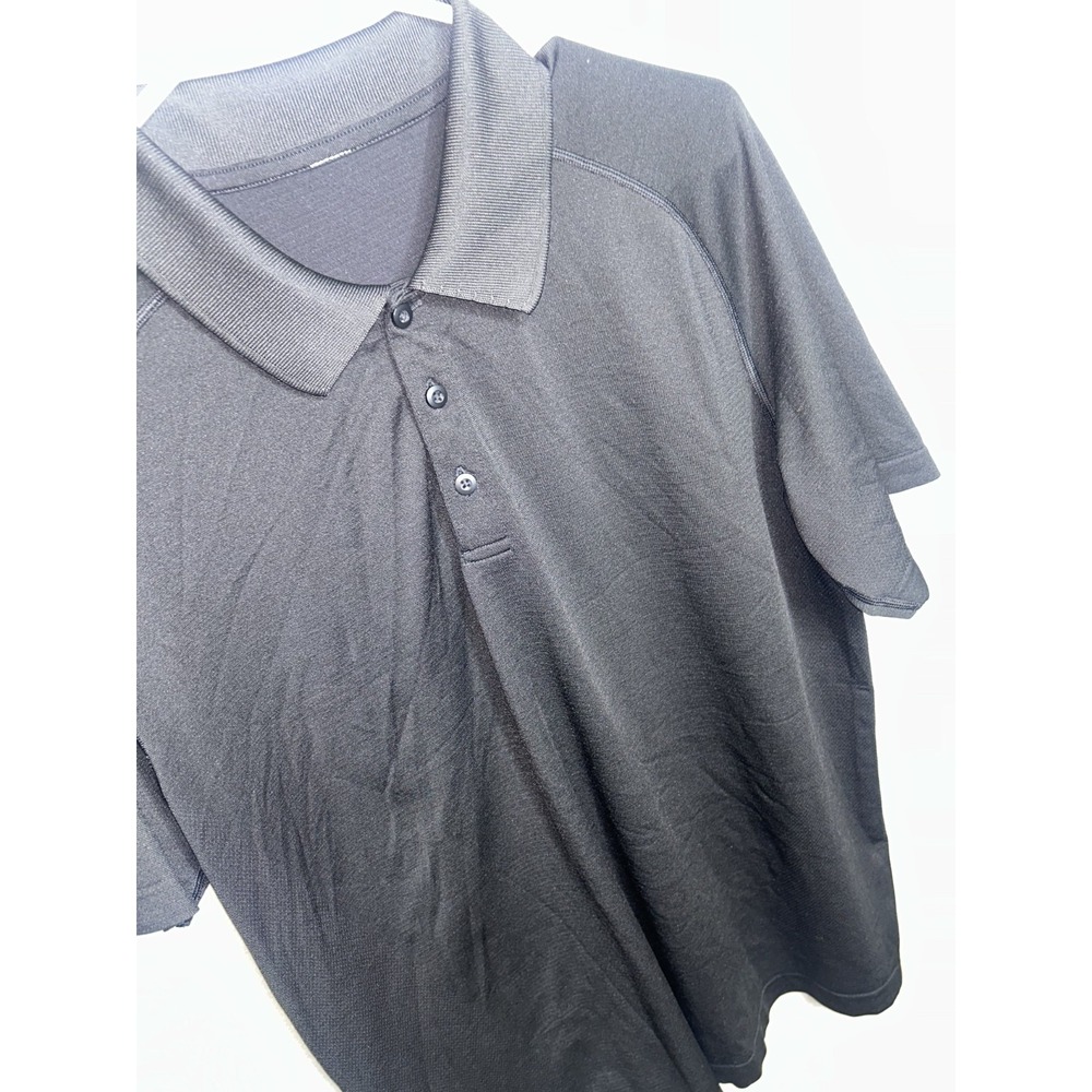 Lululemon Mens Black Performance Polo Shirt Short Sleeve Stretch Size XL